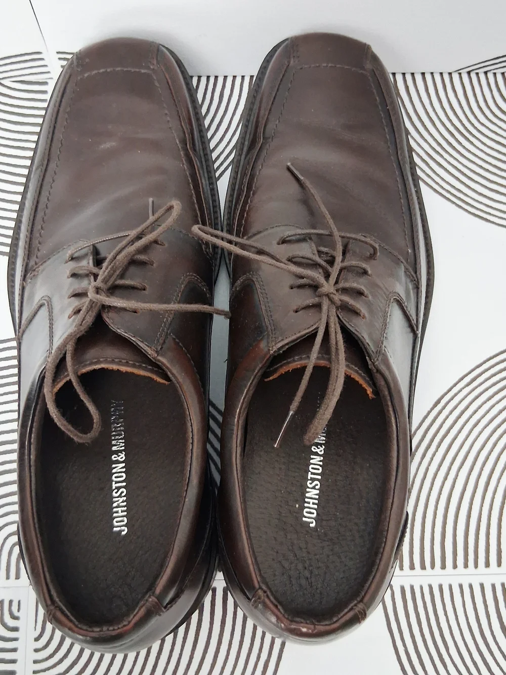 Johnston & Murphy Mens 10.5M Brown Lace Up Leather Oxford Dress Shoes 20-2160